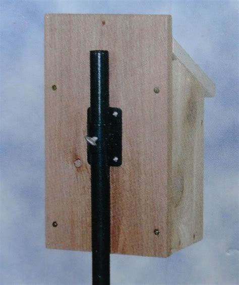 how to attach a bluebird house to a metal pole|birdhouse brackets for round poles.